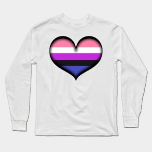 Large Vector Heart in Gender Fluid Pride Flag Colors Long Sleeve T-Shirt